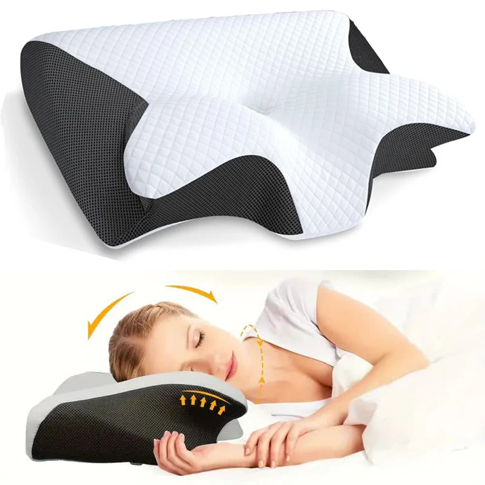 Butterfly Memory Foam Neck Pillow for Comfortable Sleep & Cervical Support