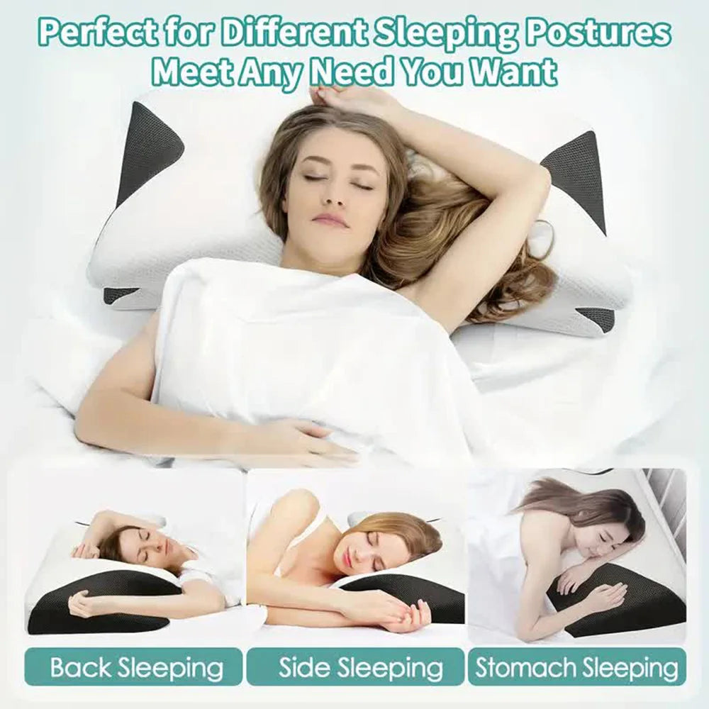 Butterfly Memory Foam Neck Pillow for Comfortable Sleep & Cervical Support